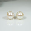 Glossy White 7mm Pearls in 14k White Gold Studs