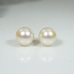 Glossy White 7mm Pearls in 14k White Gold Studs