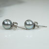 Iridescent Dark Grey 6mm Pearl & White Gold Studs