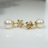 Luminous 7mm Pearls in Fancy Gold Stud Settings