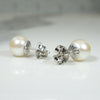 Lush 8.8mm Pearls in Fancy White Gold Stud Settings