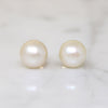 Delicate 8.6mm White Pearl & Gold Stud Earrings