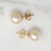 Delicate 8.6mm White Pearl & Gold Stud Earrings