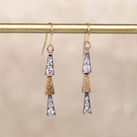 Two-Tone Gold & Diamond Slinky Retro Earrings