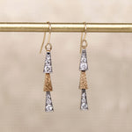 Two-Tone Gold & Diamond Slinky Retro Earrings