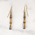 Two-Tone Gold & Diamond Slinky Retro Earrings