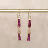 Sultry Gold & Ruby Retro Drop Earrings