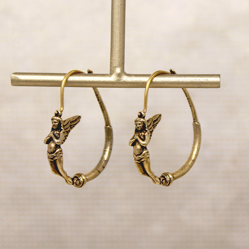 Ancient Greek Replica Silver Gilt Angel Hoops from MMA