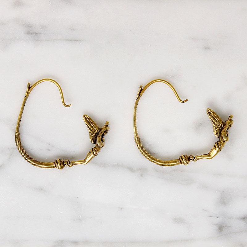 Ancient Greek Replica Silver Gilt Angel Hoops from MMA