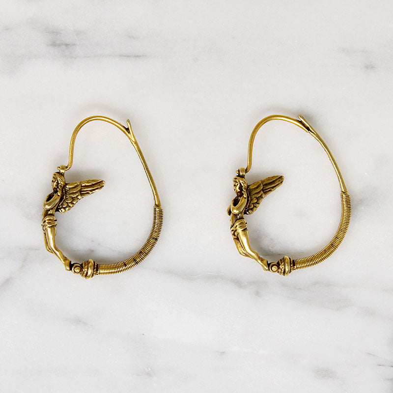 Ancient Greek Replica Silver Gilt Angel Hoops from MMA