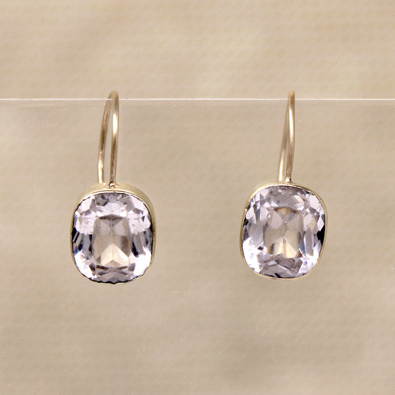 Chunky Cushion-Cut Crystals in 14k Gold Earrings