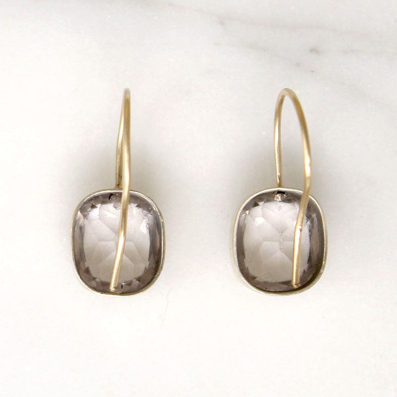 Chunky Cushion-Cut Crystals in 14k Gold Earrings