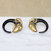 Fascinating Silver Gilt & Enamel Ram's Head Earrings