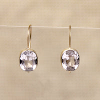 Glittering Cushion-Cut Crystals in 14k Gold Earrings