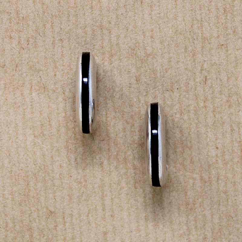 Chic Sterling Silver Half Hoops with Black Enamel