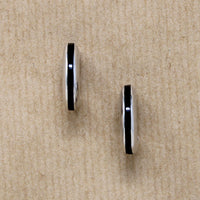 Chic Sterling Silver Half Hoops with Black Enamel