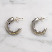 Chic Sterling Silver Half Hoops with Black Enamel