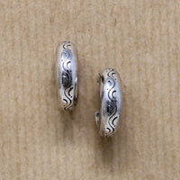 Pretty Engraved Sterling Silver Hoop Earrings