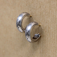 Pretty Engraved Sterling Silver Hoop Earrings