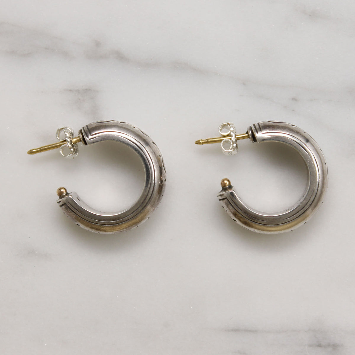 Pretty Engraved Sterling Silver Hoop Earrings