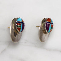 Colorful Inlay & Sterling Silver Stud Earrings