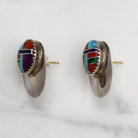 Colorful Inlay & Sterling Silver Stud Earrings