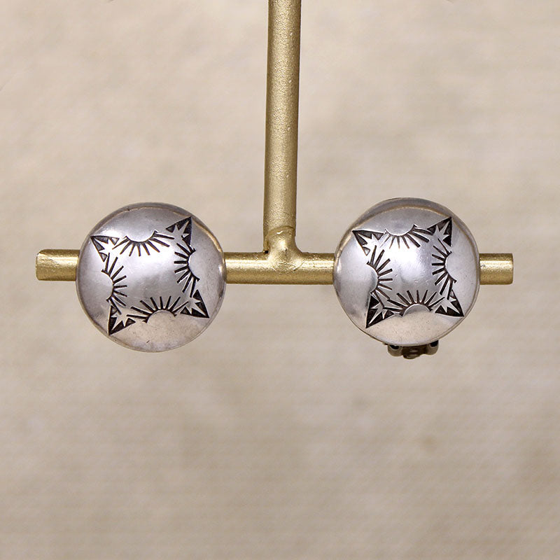 Sterling Silver Dome Earrings with Rocker Stamps