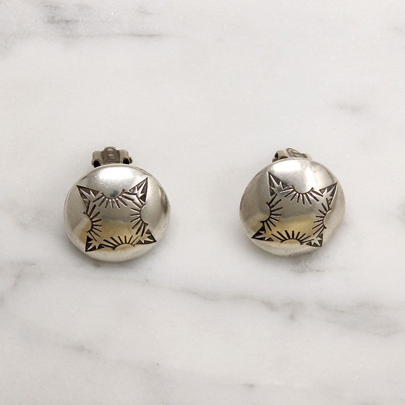 Sterling Silver Dome Earrings with Rocker Stamps