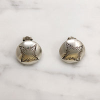 Sterling Silver Dome Earrings with Rocker Stamps