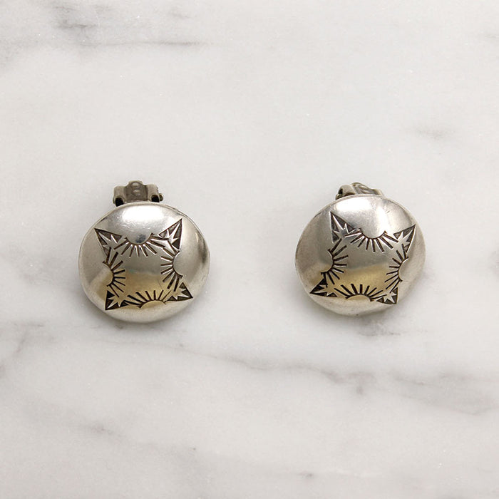 Sterling Silver Dome Earrings with Rocker Stamps