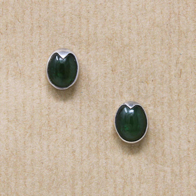 Nephrite Jade in Sterling Silver Stud Earrings