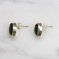 Nephrite Jade in Sterling Silver Stud Earrings