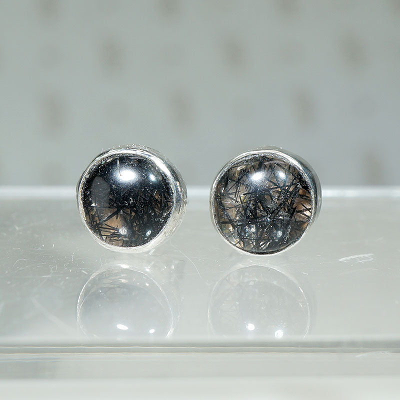 Smokey Rutilated Quartz Stud Earrings