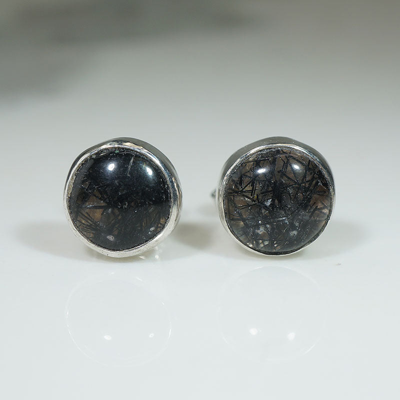 Smokey Rutilated Quartz Stud Earrings