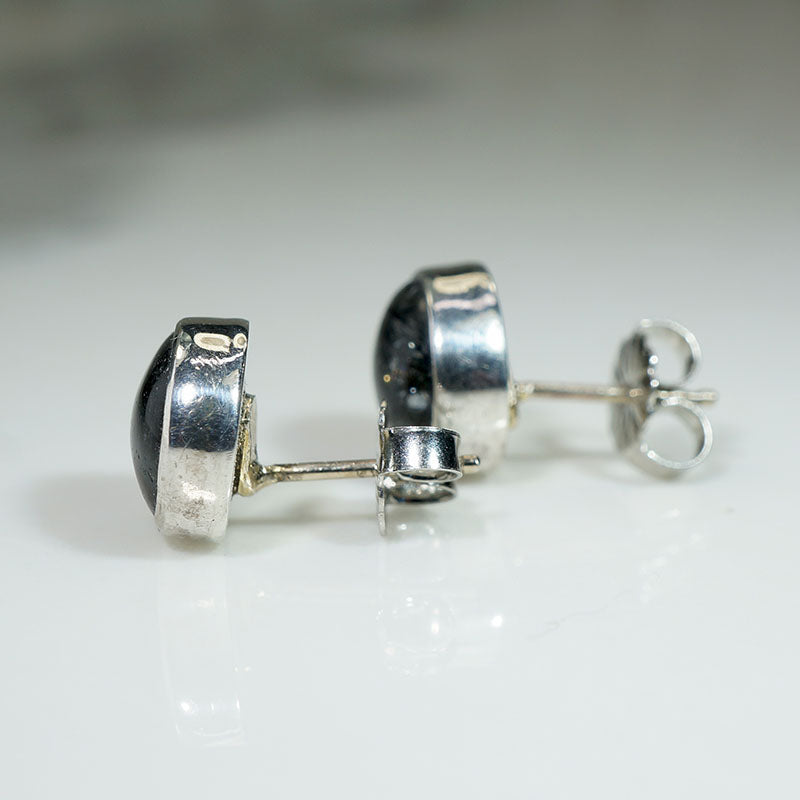Smokey Rutilated Quartz Stud Earrings