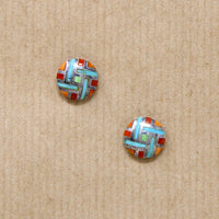 Sterling Silver Studs with Crosshatch Inlay