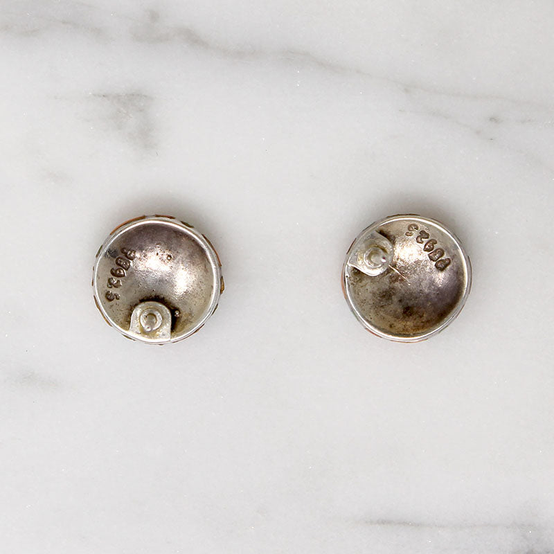 Sterling Silver Studs with Crosshatch Inlay