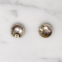 Sterling Silver Studs with Crosshatch Inlay