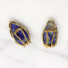 Lapis Teardrops in 14k Gold Omega Earrings