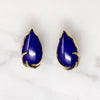 Lapis Teardrops in 14k Gold Omega Earrings