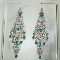 Stunning Rose Cut Diamond & Emerald Paste Earrings