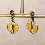 Golden Leaves Sterling & Enamel D-A Earrings