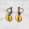 Golden Leaves Sterling & Enamel D-A Earrings