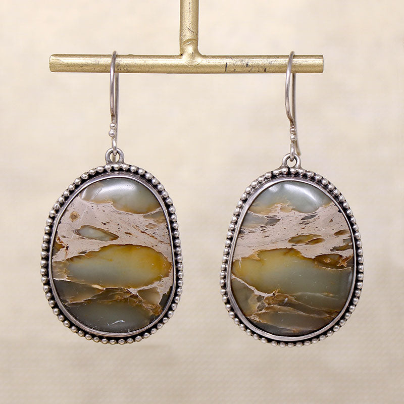 Navajo Green Jasper & Sterling Silver Earrings