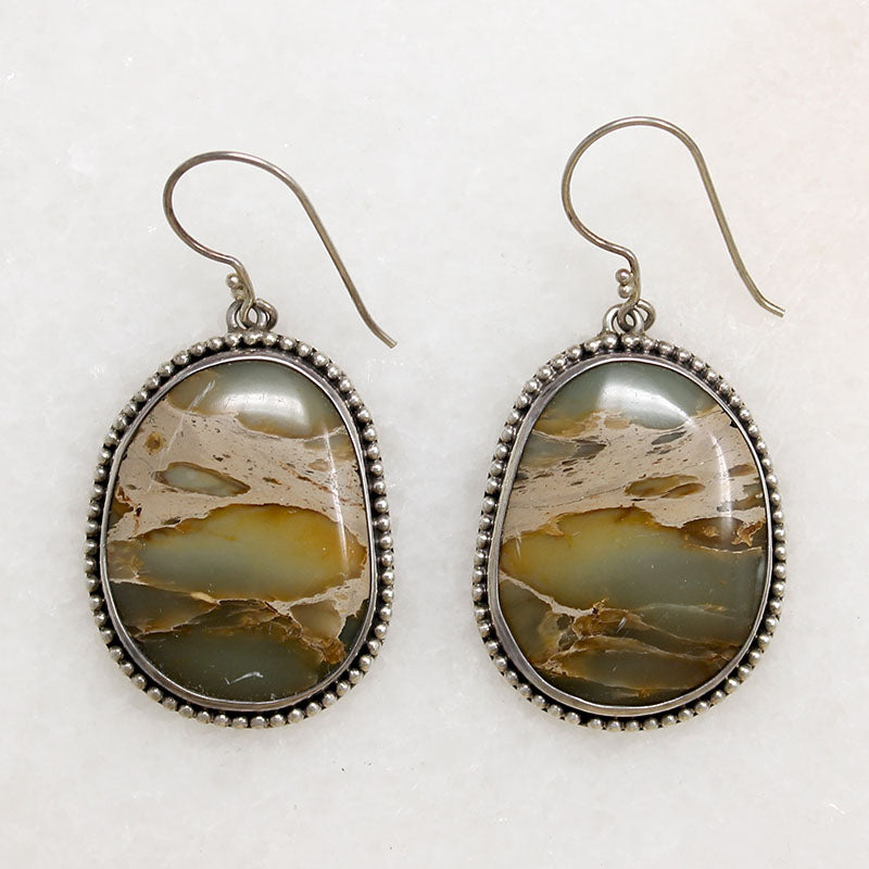 Navajo Green Jasper & Sterling Silver Earrings