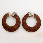 Oversized Rattan & Sterling Silver Clip On Hoops