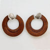 Oversized Rattan & Sterling Silver Clip On Hoops