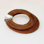 Oversized Rattan & Sterling Silver Clip On Hoops