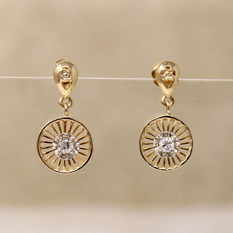 Flirty Retro Two-Tone Gold & Diamond Earbobs
