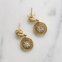 Flirty Retro Two-Tone Gold & Diamond Earbobs